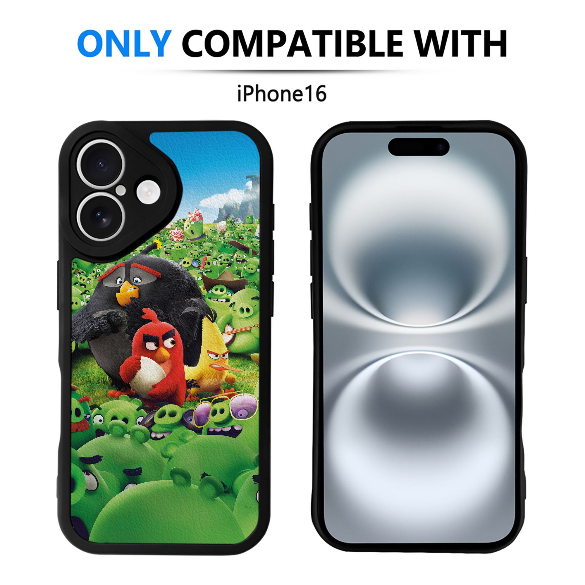 （画像用） Angry Birds アングリーバード 【iPhone 16シリーズ対応】シリコンスマホケース（レザー調） 材質：シリコン